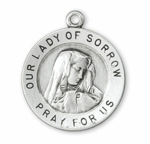 Our Lady of Sorrows Round Sterling Silver Medal - Image 2