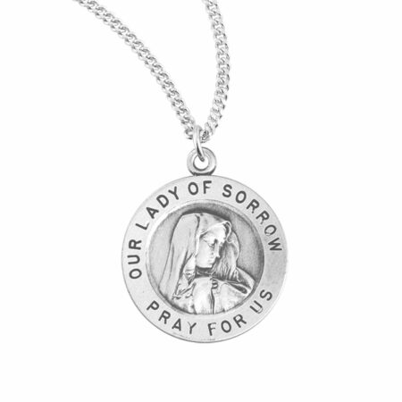 Our Lady of Sorrows Round Sterling Silver Medal