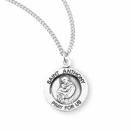 Patron Saint Anthony Round Sterling Silver Medal