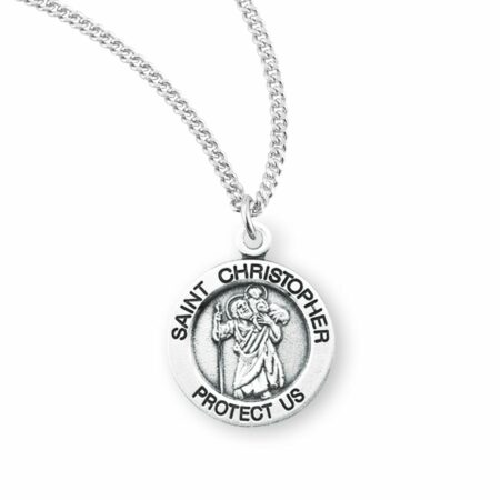 Patron Saint Christopher Round Sterling Silver Medal