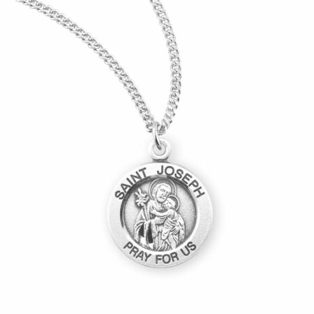 Patron Saint Joseph Round Sterling Silver Medal