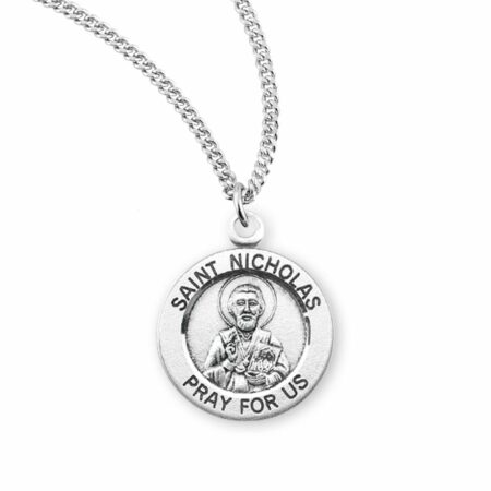 Patron Saint Nicholas Round Sterling Silver Medal
