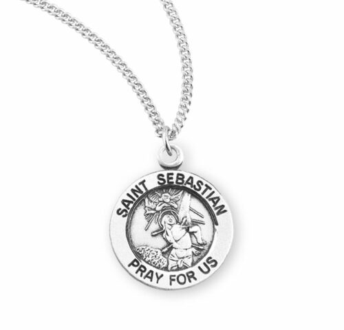 Patron Saint Sebastian Round Sterling Silver Medal