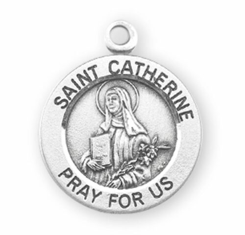 Patron Saint Catherine Round Sterling Silver Medal - Image 2
