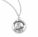 Patron Saint Catherine Round Sterling Silver Medal