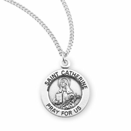 Patron Saint Catherine Round Sterling Silver Medal