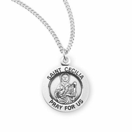 Patron Saint Cecilia Round Sterling Silver Medal