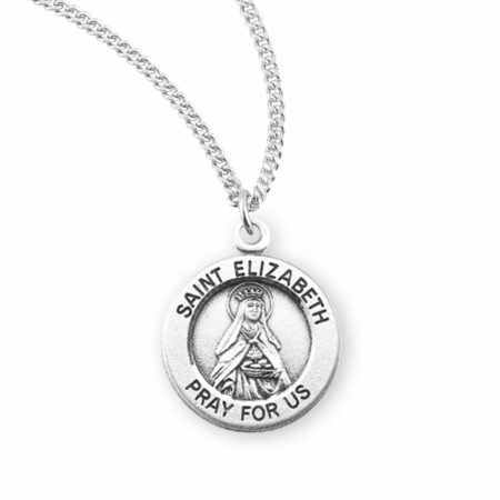 Patron Saint Elizabeth Round Sterling Silver Medal