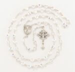 Sterling Silver Rosary Hand Made with Swarovski Crystal 6mm Aurora Semi-Flat Beads by HMH