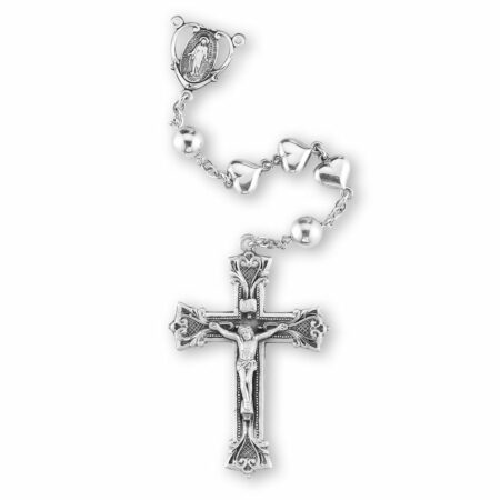 Sterling Silver Heart Shape Rosary