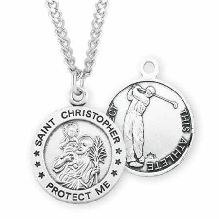 Saint Christopher Round Sterling Silver Golf Male Athlete Medal