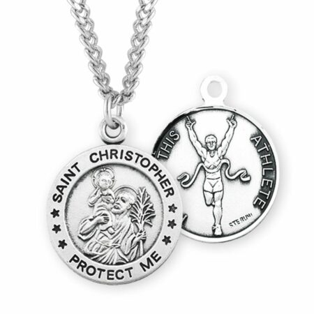 Saint Christopher Round Sterling Silver Track Male Athlete Medal