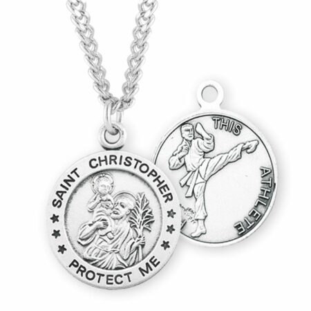 Saint Christopher Round Sterling Silver Martial Arts Male Athlete Medal