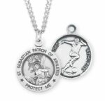 Saint Sebastian Round Sterling Silver Soccer Male Athlete Medal