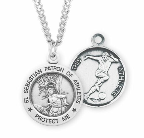 Saint Sebastian Round Sterling Silver Soccer Male Athlete Medal