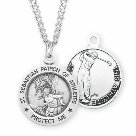 Saint Sebastian Round Sterling Silver Golf Male Athlete Medal