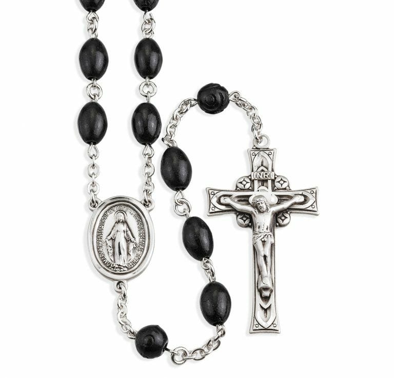 Oval Black Cocoa Bead Sterling Silver Rosary - Buy Religious Catholic Store