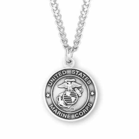 Sterling Silver Marines Medal with St. Christopher on Reverse Side