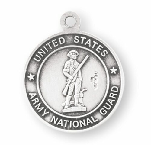 Sterling Silver Army National Guard Medal with St. Christopher on Reverse Side - Image 2