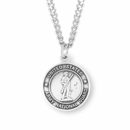 Sterling Silver Army National Guard Medal with St. Michael on Reverse Side