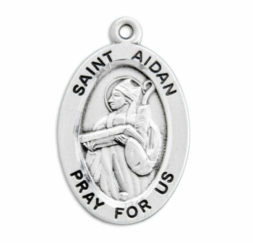 Patron Saint Aidan Oval Sterling Silver Medal - Image 2