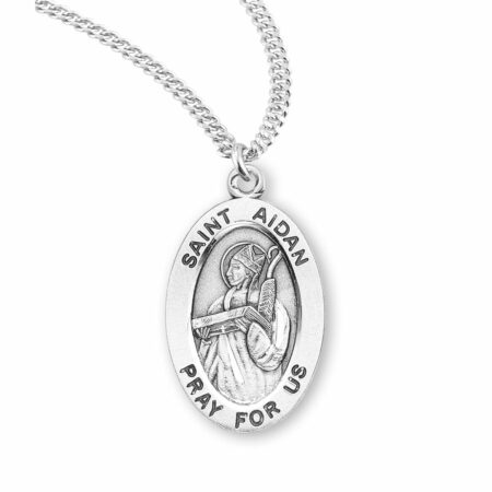 Patron Saint Aidan Oval Sterling Silver Medal
