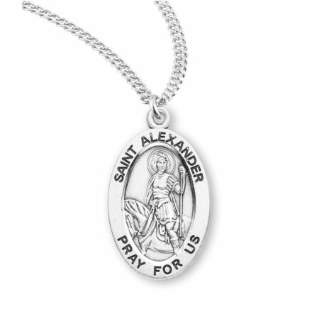 Patron Saint Alexander Oval Sterling Silver Medal