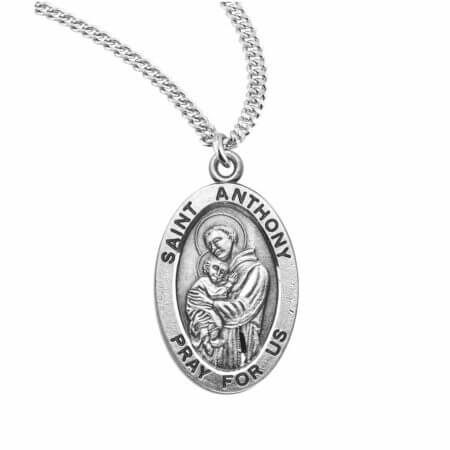 Patron Saint Anthony Oval Sterling Silver Medal