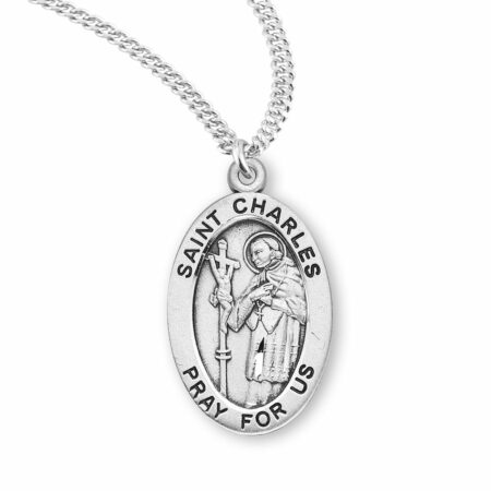 Patron Saint Charles Oval Sterling Silver Medal