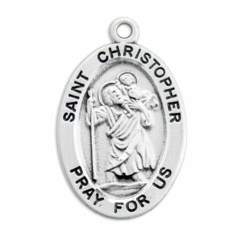 Patron Saint Christopher Oval Sterling Silver Medal - Image 2