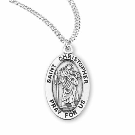 Patron Saint Christopher Oval Sterling Silver Medal