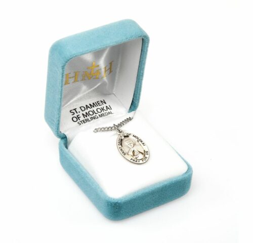 Patron Saint Damian of Molokai Oval Sterling Silver Medal - Image 4