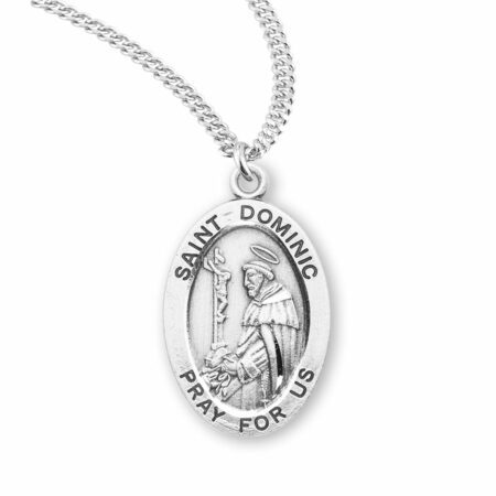 Patron Saint Dominic Oval Sterling Silver Medal