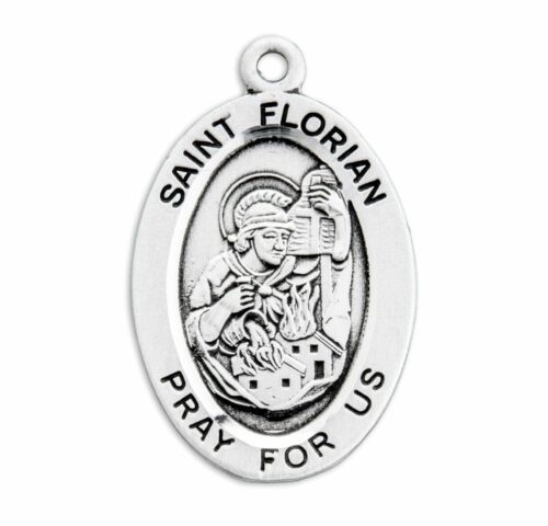 Patron Saint Florian Oval Sterling Silver Medal - Image 2