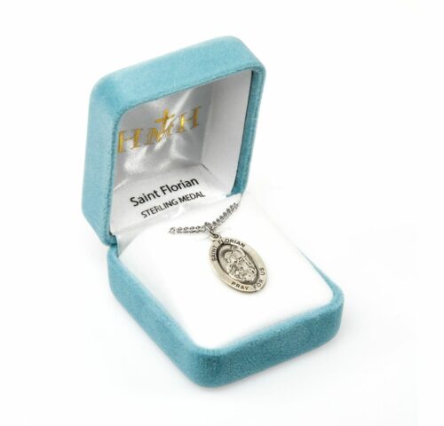 Patron Saint Florian Oval Sterling Silver Medal - Image 4