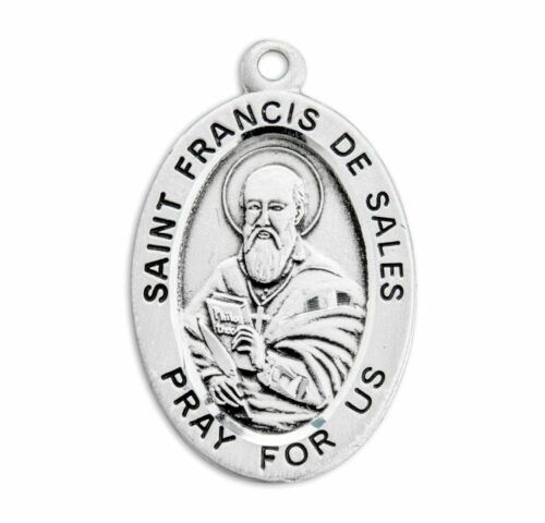 Patron Saint Francis De Sales Oval Sterling Silver Medal - Image 2