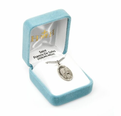Patron Saint Francis De Sales Oval Sterling Silver Medal - Image 4
