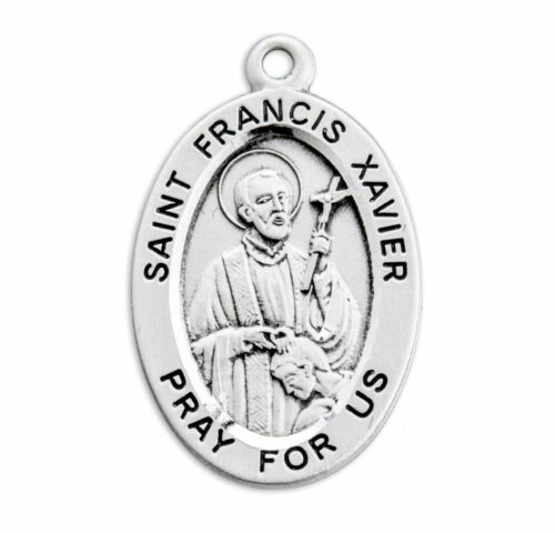Patron Saint Francis Xavier Oval Sterling Silver Medal - Image 2