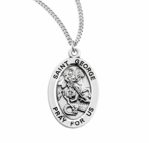 Patron Saint George Oval Sterling Silver Medal