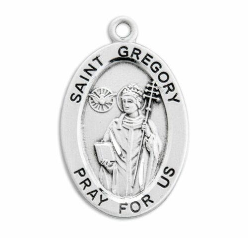 Patron Saint Gregory Oval Sterling Silver Medal - Image 2