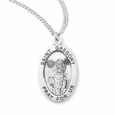 Patron Saint Gregory Oval Sterling Silver Medal