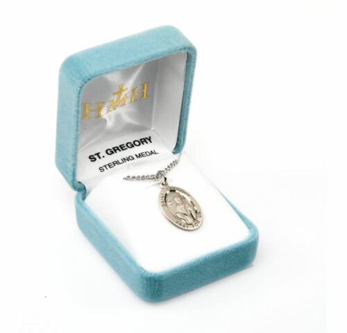 Patron Saint Gregory Oval Sterling Silver Medal - Image 4