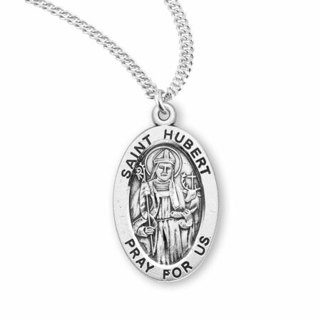 Patron Saint Hubert Oval Sterling Silver Medal