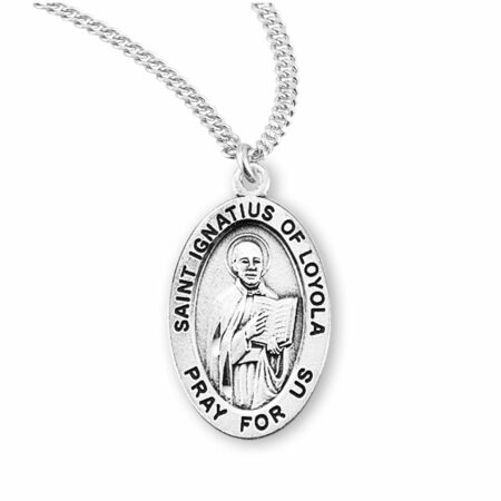 Patron Saint Ignatius of Loyola Oval Sterling Silver Medal