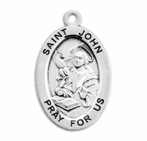 Patron Saint John the Evangelist Oval Sterling Silver Medal - Image 2