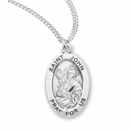 Patron Saint John the Evangelist Oval Sterling Silver Medal