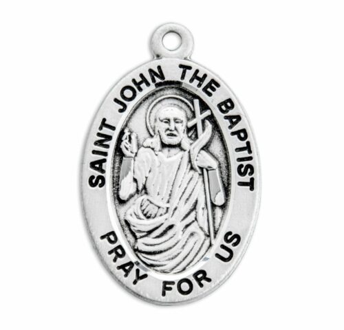 Patron Saint John the Baptist Oval Sterling Silver Medal - Image 2
