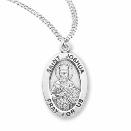 Patron Saint Joshua Oval Sterling Silver Medal