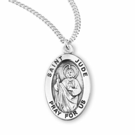 Patron Saint Jude Oval Sterling Silver Medal