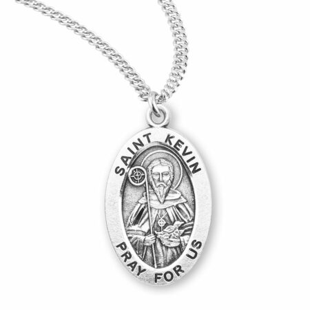 Patron Saint Kevin Oval Sterling Silver Medal